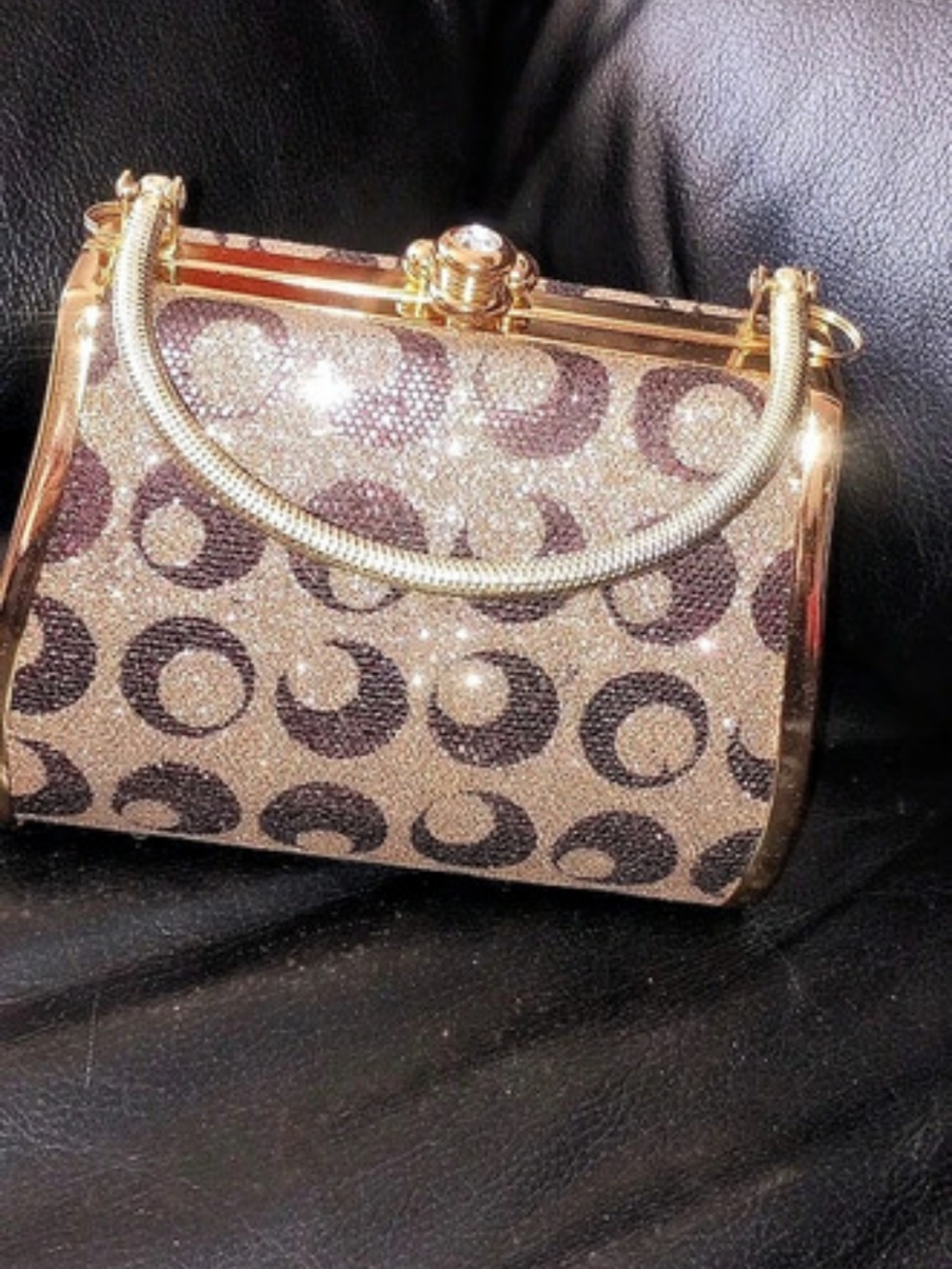 Brown & Gold Patterned Clutch